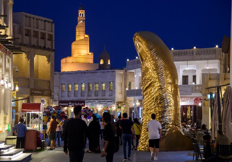 People walk in the traditional market Souq Waqif in Doha, Qatar.  The FIFA World Cup Qatar 2022 will take place from 20 November to 18 December 2022 in Qatar. EPA