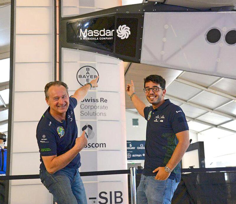 Hasan Al Redaini, right, who travelled with the Solar Impulse team. Twitter