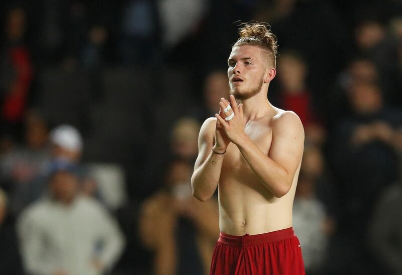 Soccer Football - Carabao Cup - Third Round - Milton Keynes Dons v Liverpool - Stadium MK, Milton Keynes, Britain - September 25, 2019  Liverpool's Harvey Elliott applauds fans after the match              REUTERS/David Klein  EDITORIAL USE ONLY. No use with unauthorized audio, video, data, fixture lists, club/league logos or "live" services. Online in-match use limited to 75 images, no video emulation. No use in betting, games or single club/league/player publications.  Please contact your account representative for further details.