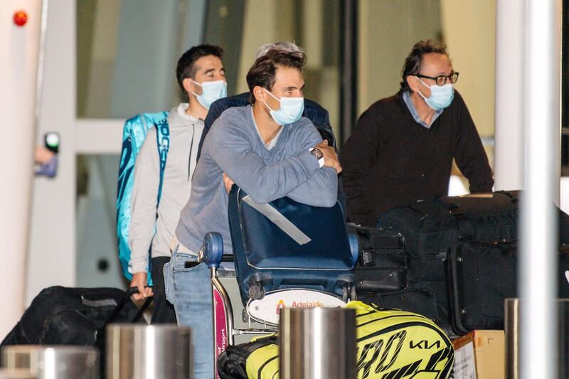Rafael Nadal arrives at Adelaide Airport. Reuters