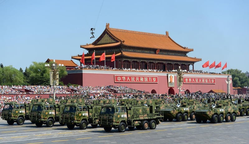 Mandatory Credit: Photo by Xinhua/Shutterstock (5031373a)
The armament support phalanx attends the military parade to mark the 70th anniversary of the victory of the Chinese People's War of Resistance Against Japanese Aggression and the World Anti-Fascist War.
70th anniversary of V-Day, Beijing, China - 03 Sep 2015