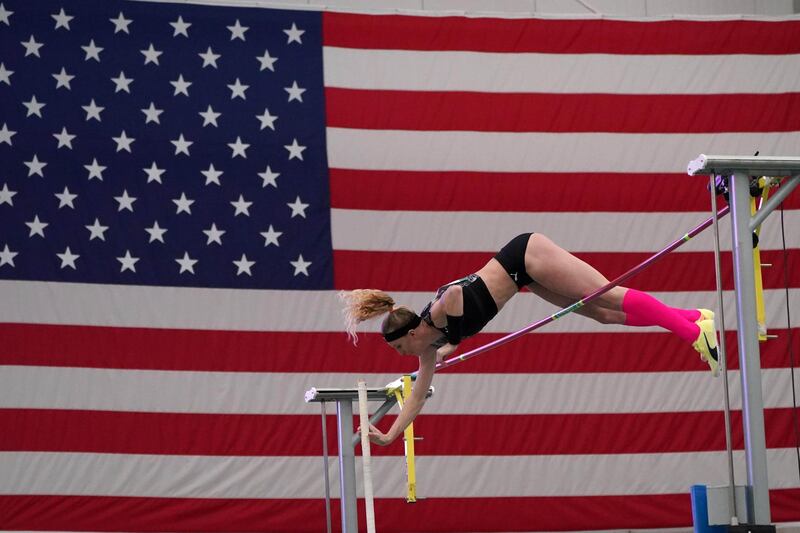 US athlete  Sandi Morris during the pole vault competition at the New Balance Indoor Grand Prix at Ocean Breeze Athletic Complex in New York on Saturday, February 13.  Reuters