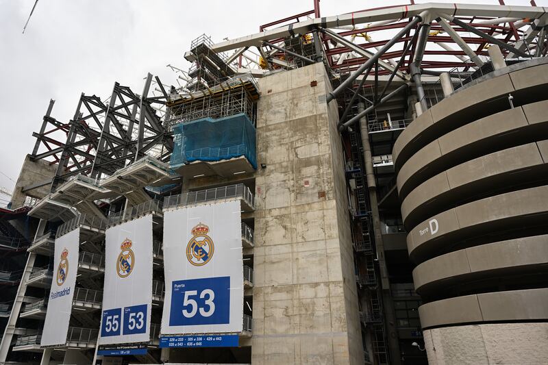 Construction work at the Santiago Bernabeu in April. Getty