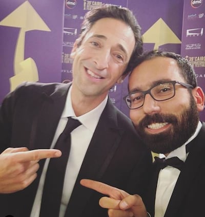 Hesham Mansour (right) with Adrien Brodie at the Cairo International Film Festival. Instagram / Hesham Mansour