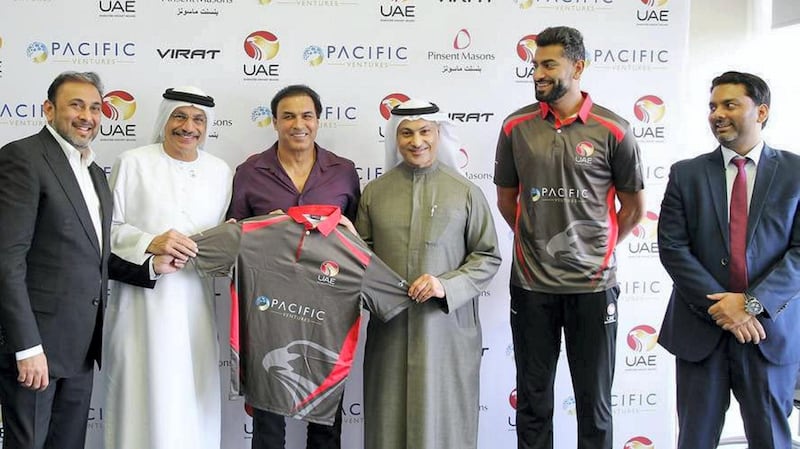 New UAE coach Robin Singh (third from left) with members of the Emirates Cricket Board. courtesy: Robin Singh Twitter account