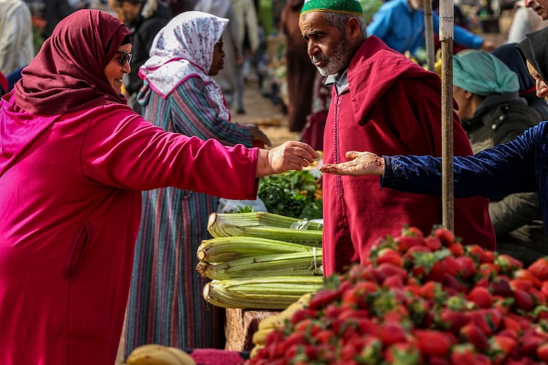 Shoppers buy fresh produce at the Sidi Moussa market in Morocco's Atlantic coastal city of Sale. AFP