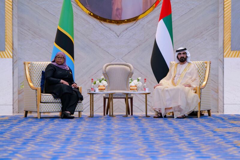 Sheikh Mohammed bin Rashid, Vice President and Ruler of Dubai, meets Tanzanian President Samia Suluhu Hassan, at Expo 2020 Dubai. All photos: Dubai Media Office