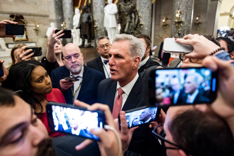 Republican Kevin McCarthy in the US Capitol after another failed vote to become Speaker of the House. EPA 