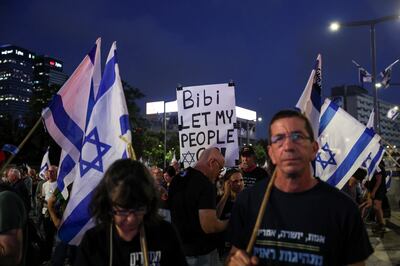 A protest against Israeli Prime Minister Benjamin Netanyahu's government in Tel Aviv. Reuters