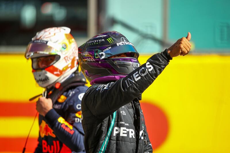 Lewis Hamilton after grabbing pole position for the Tuscan Grand Prix. AFP