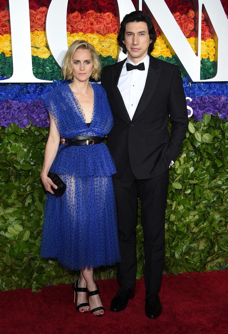 Joanne Tucker and Adam Driver arrive at the 73rd annual Tony Awards at Radio City Music Hall on June 9, 2019. AP