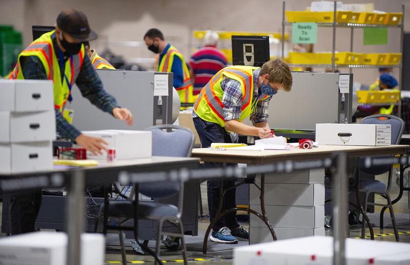 Ballots continue to be scanned and counted at the Pennsylvania Convention Center, in Philadelphia, Pennsylvania, USA. The 2020 Presidential Election result remains undetermined as votes continued to be counted in several key battleground states. EPA