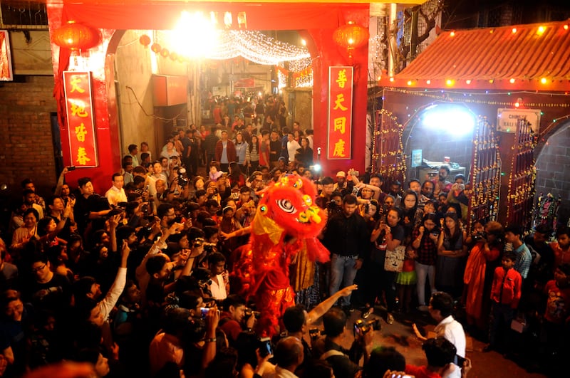 Celebrating the Lunar New Year in India with a traditional lion dance in Chinatown, in the Tangra area of Kolkata. Getty Images