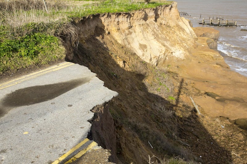  
Mandatory Credit: Photo by Global Warming Images/Shutterstock (5353110a)
A road eroded and dropping off into the North sea at Happisburgh, Norfolk, a rapidly eroding section of coastline, UK.
VARIOUS 