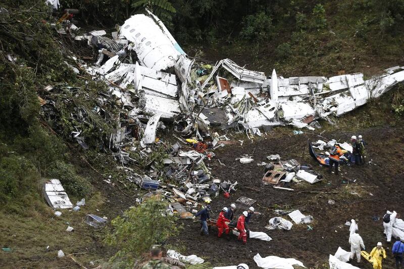 A LaMia jet carrying 77 people crashed into the Colombian mountainside minutes after the pilot reported running out of fuel. The crash killed 71 of 77 aboard. Fernando Vergara / AP