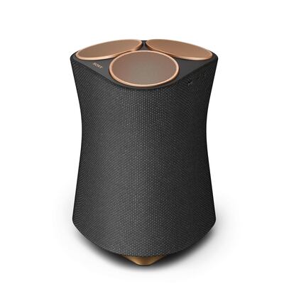 The design includes a trio of up-firing speakers that spread music vertically. Courtesy Sony