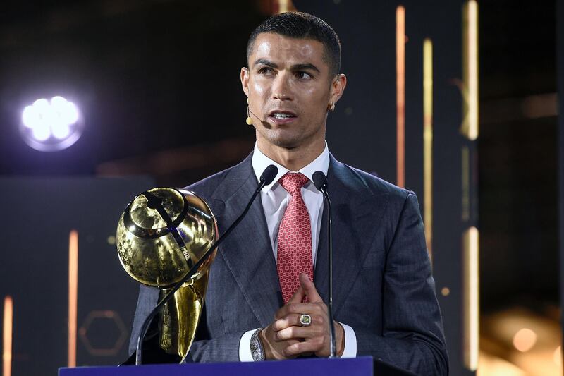 Cristiano Ronaldo at the Dubai Globe Soccer Awards. AP