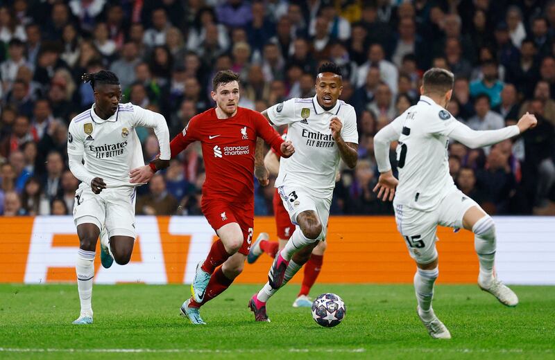 Andrew Robertson – 6. Could consider himself unlucky at times, having delivered some great crosses that nobody latched onto and lost control after cutting out Militao’s pass.
Reuters