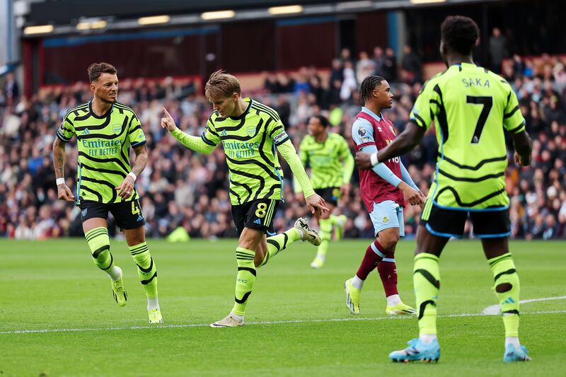Martin Odegaard opened the scoring for Arsenal at Turf Moor. Getty Images