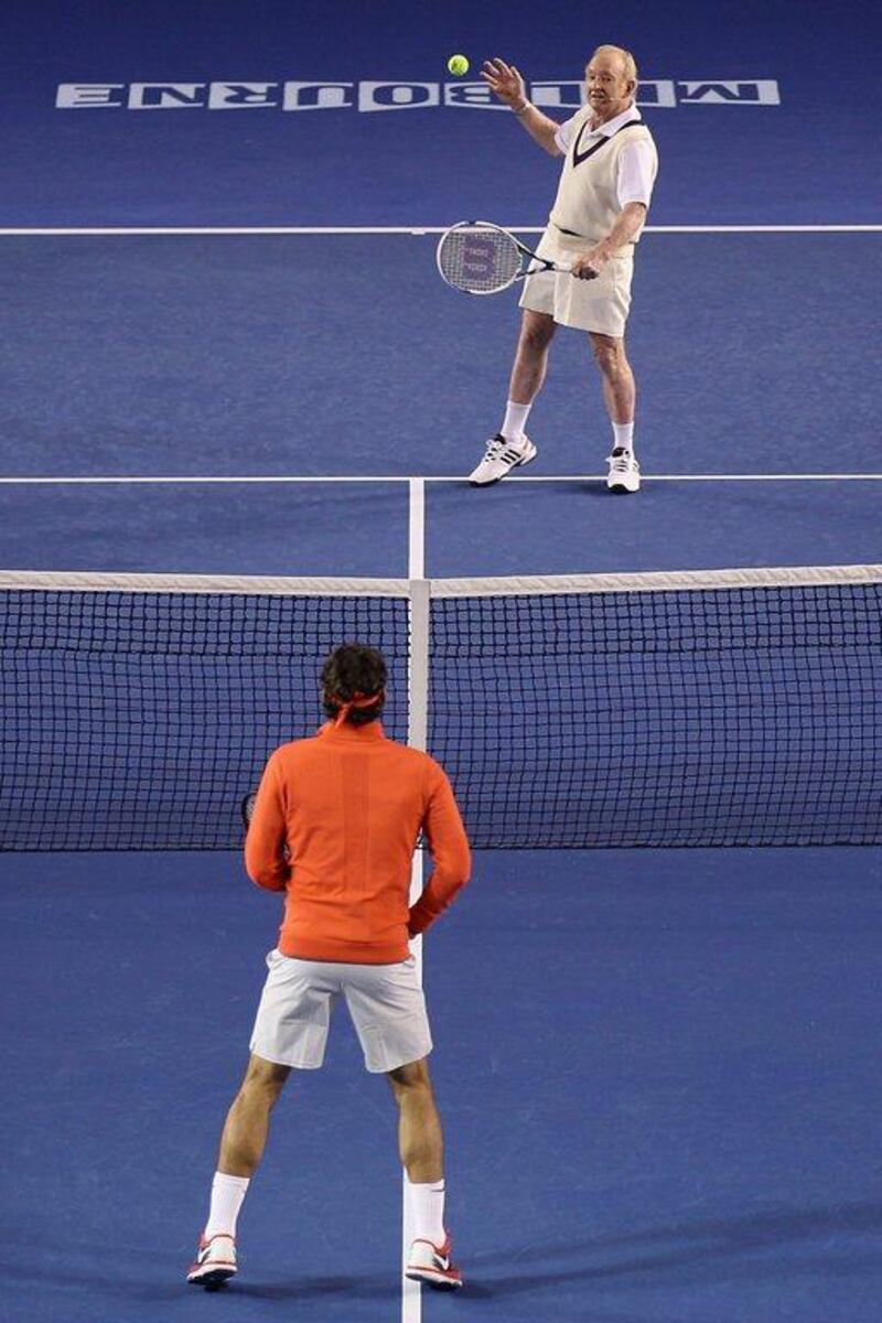 The match, at Rod Laver Arena, between Federer and Jo-Wilfried Tsonga was played to raise money for his foundation. Robert Prezioso / Getty Images