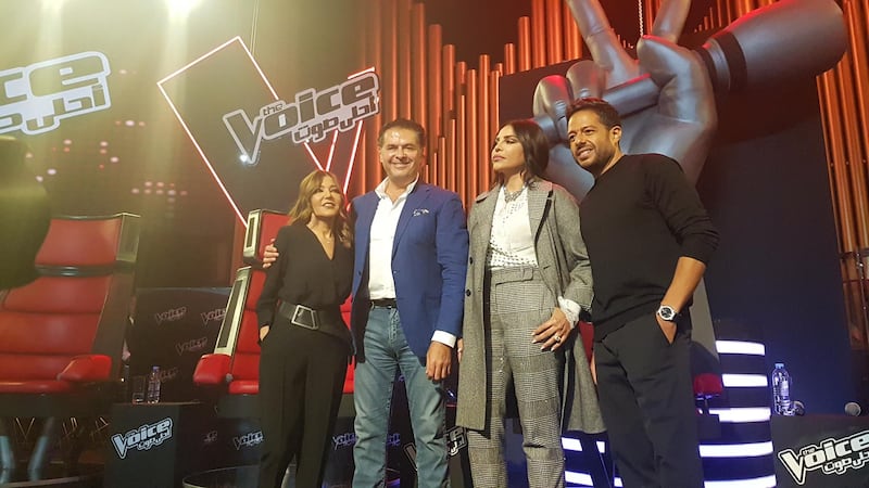 'The Voice: Ahla Sawt' coaching panel, from L-R: Samira Said, Ragheb Alama, Ahlam and Mohammed Hamaki. Picture by Saeed Saeed