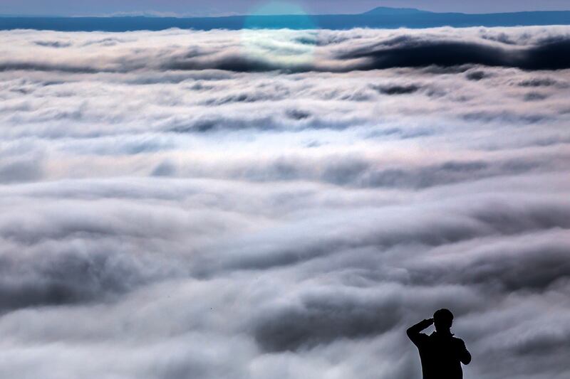 A vast bank of thick stratus clouds covers the Lewiston-Clarkston Valley in Idaho, US. AP