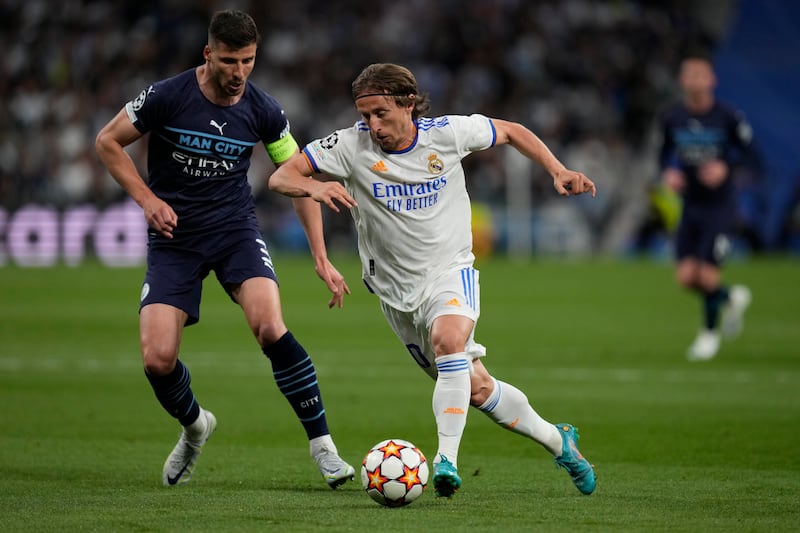 Luka Modric - 7: Booked in opening 10 minutes for petty shoving match with Laporte. Clearly benefits from having Casemiro in team, pulled strings for Real while keeping close watch on Rodri in centre of park. AP