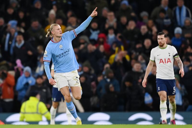 Erling Haaland after levelling the scores at 2-2. Getty