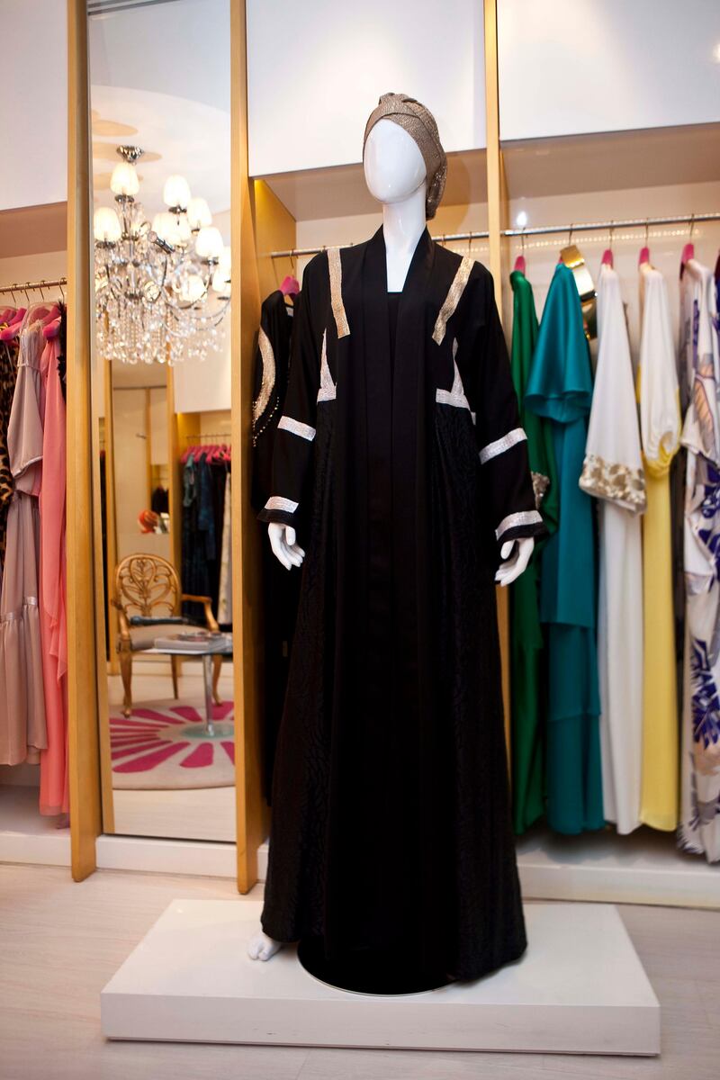 DUBAI, UNITED ARAB EMIRATES,  AUGUST 01, 2013. New designs by Emirati designer Effa Al Dabbagh for Eid in her boutique in The Palm Strip mall on Jumeirah beach rd. (ANTONIE ROBERTSON / The National) Journalist Rebecca MC Laughlin Duane *** Local Caption ***  AR_0308_EFFA_Eid_Fashion-02.jpg