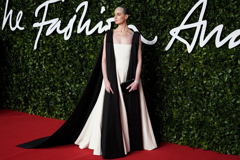 Erin O'Connor arrives at the 2019 British Fashion Awards in London on December 2, 2019. EPA