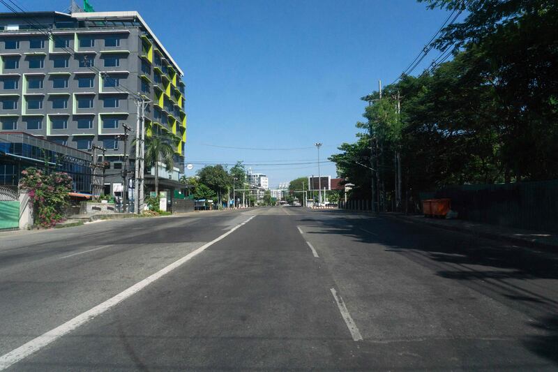 An empty street in Yangon. Myanmar's military has said it staged the coup because a November election won by Ms Suu Kyi's party was rigged. The country's election commission dismissed the claim. AFP