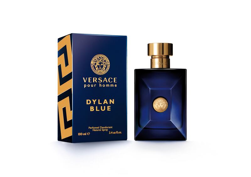 Dylan Blue Pour Homme cologne, Dh244 for 100ml, Versace . Courtesy Versace