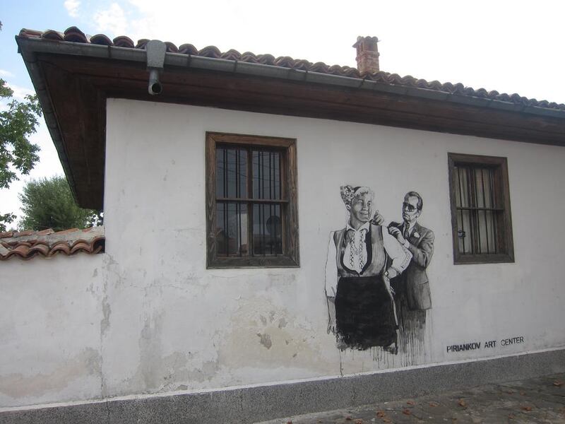 The black-on-white murals, painted with the help of about 20 students, depict other political leaders as well. Courtesy Bojana Stoianova