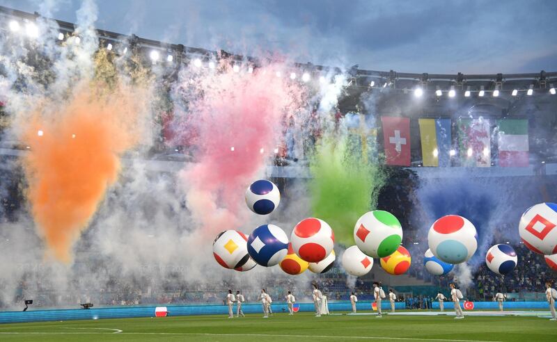 Soccer Football - Euro 2020 - Group A - Turkey v Italy - Stadio Olimpico, Rome, Italy - June 11, 2021 General view of the opening ceremony before the match Pool via REUTERS/Filippo Monteforte