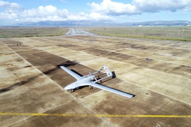 A Turkish Bayraktar TB2 unmanned aircraft lands at Gecitkale Airport in Northern Cyprus. Getty