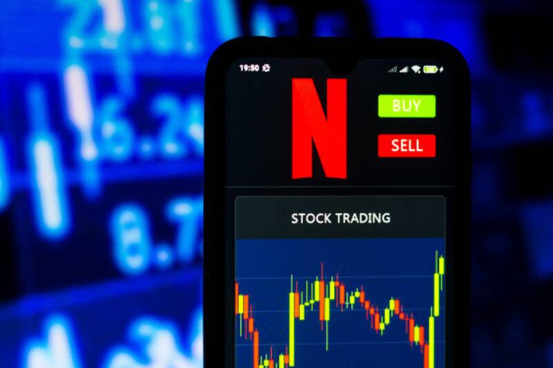 Stock trading graph for Netflix. The drop in customers has led Netflix to consider introducing a cheaper, advertising-supported option for subscribers. Getty Images