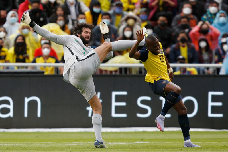January 27, 2022.  Ecuador 1 (Torres 75') Brazil 1 (Casemiro 6'): Goalkeeper Alisson Becker was sent off twice only for the VAR to rescind both red cards in this draw. Ecuador goalkeeper Alexander Dominguez was dismissed, though, as was  Brazil full-back Emerson Royal. Alisson said: "If there was no VAR, today we would be unfairly penalised for several situations on the pitch. I touched the ball, that's evident to everyone." Getty