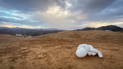 'Look Here' by Jago is installed in the Fujairah desert among the mountains. Antonie Robertson / The National