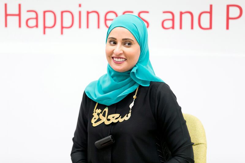DUBAI, UNITED ARAB EMIRATES, MAR 23, 2016. Ohood Al Roumi, UAE Minister of State for Happiness, at a press conference today. Photo: Reem Mohammed / The National (Reporter: Naser Al Remaithi / Section: NA) JOB ID 22489 *** Local Caption ***  RM_20160323_HAPPINESS_03.JPG