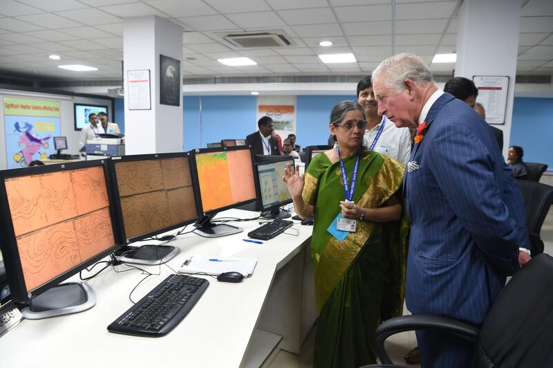 Prince Charles visits the Indian Meteorological Department. AFP