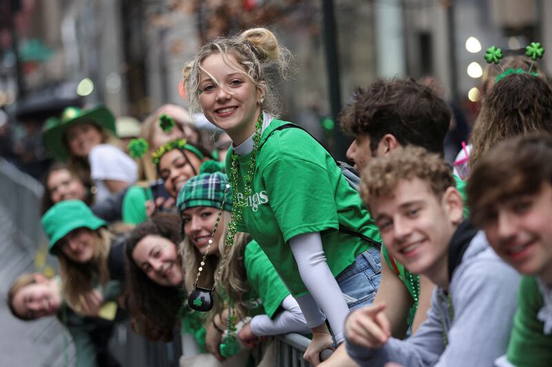The St Patrick's Day parade winds its way through the Manhattan borough of New York City. Reuters