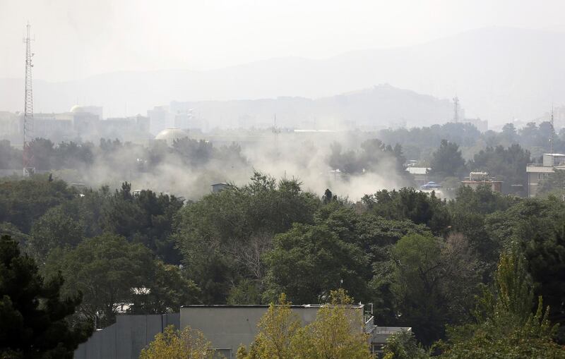 Smoke rises from a rocket attack in Kabul, Afghanistan. AP Photo