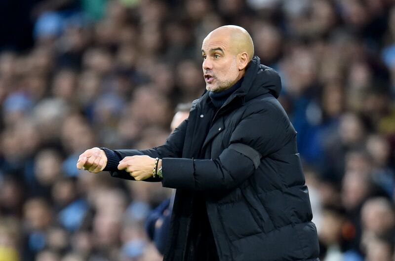 Manchester City manager Pep Guardiola watches the action. EPA