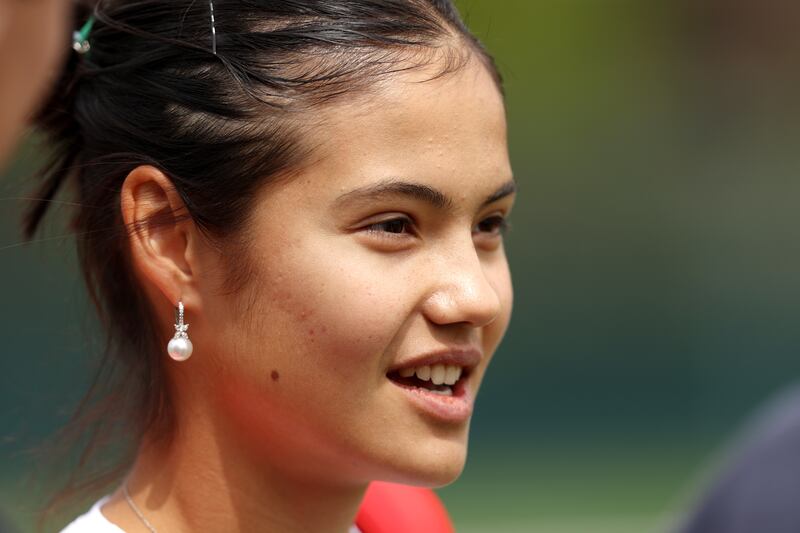 Two days previously, Emma Raducanu wore the Tiffany Victoria wearings during a training session ahead of Wimbledon 2022 on June 25. Getty Images