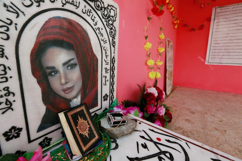 The Instagram star and beauty expert Rafif al-Yasiri's grave is seen in the cemetery of Najaf, Iraq. Reuters