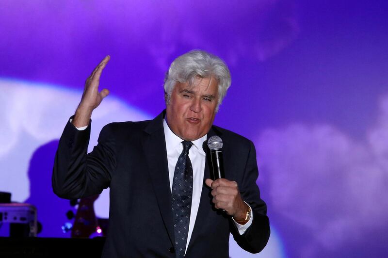 FILE PHOTO: Comedian Jay Leno speaks at the Carousel of Hope Ball in Beverly Hills, California U.S. October 8, 2016. REUTERS/David McNew/File Photo