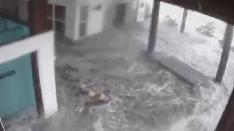 Water enters a beach house in Grand Isle, Louisiana. Reuters