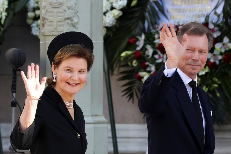 Grand-Duke Henri of Luxembourg and Grand-Duchess Maria Teresa attend the funeral of king Constantine II, former monarch of Greece, in Athens. Reuters