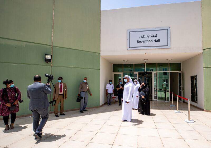 The reception hall at Emirates Humanitarian City in Abu Dhabi, where evacuees from Afghanistan are being brought. All photos Victor Besa / The National
