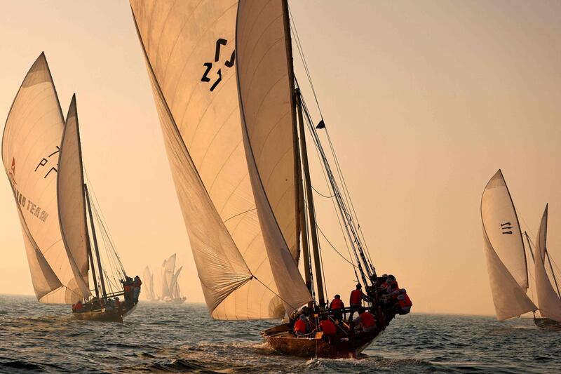 The dhow race celebrates the UAE's pearl fishing culture, in which the traditional sailing vessel played an integral role. AFP